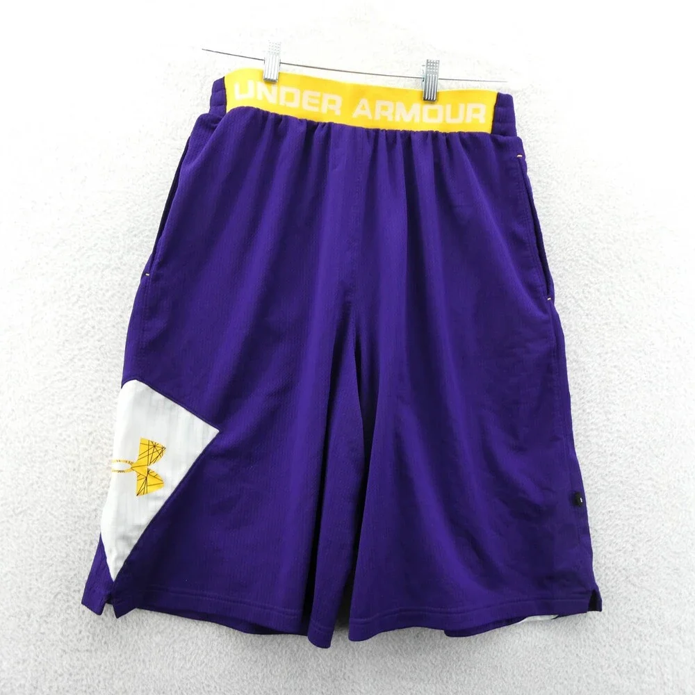 Under Armour Shorts Small Loose Mens Purple‎ Athletic Basketball Gym Vtg Lakers